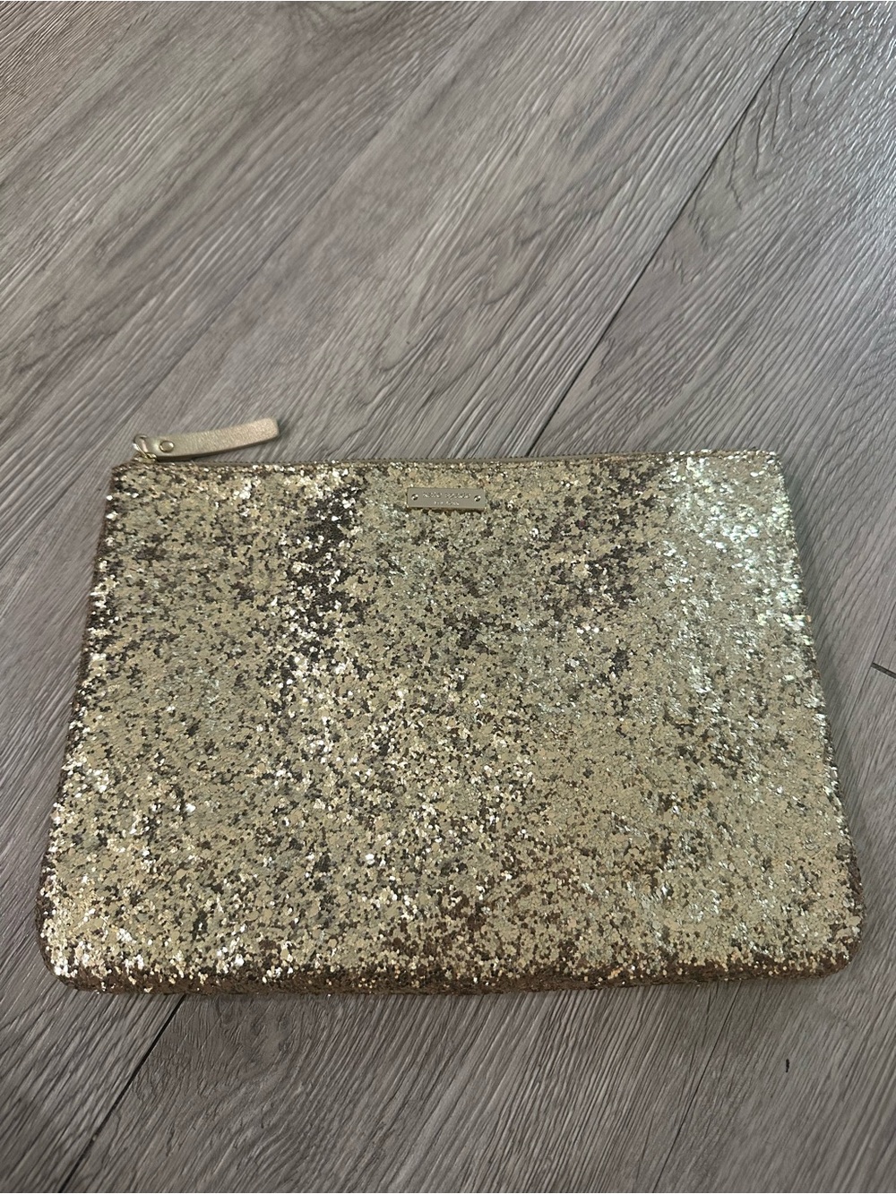Kate Spade Gold Crushed Glitter Clutch Bag Case